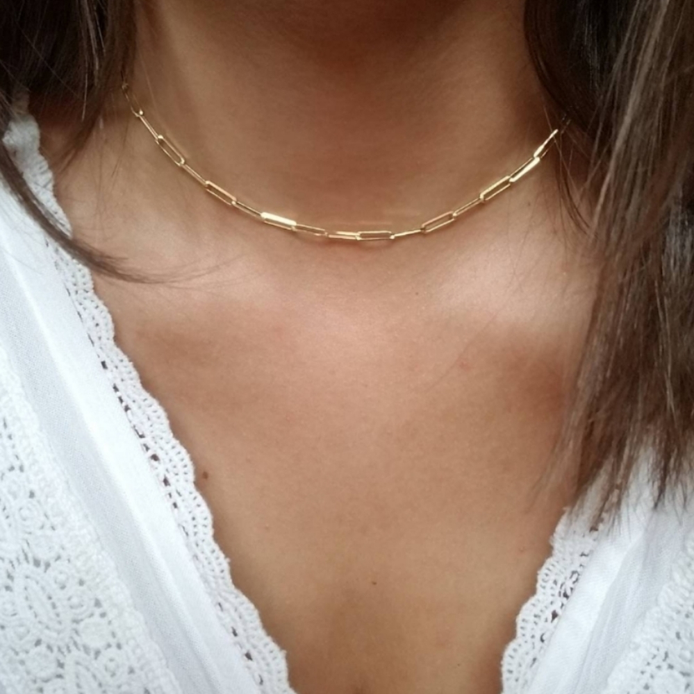 14k yellow gold paperclip necklace